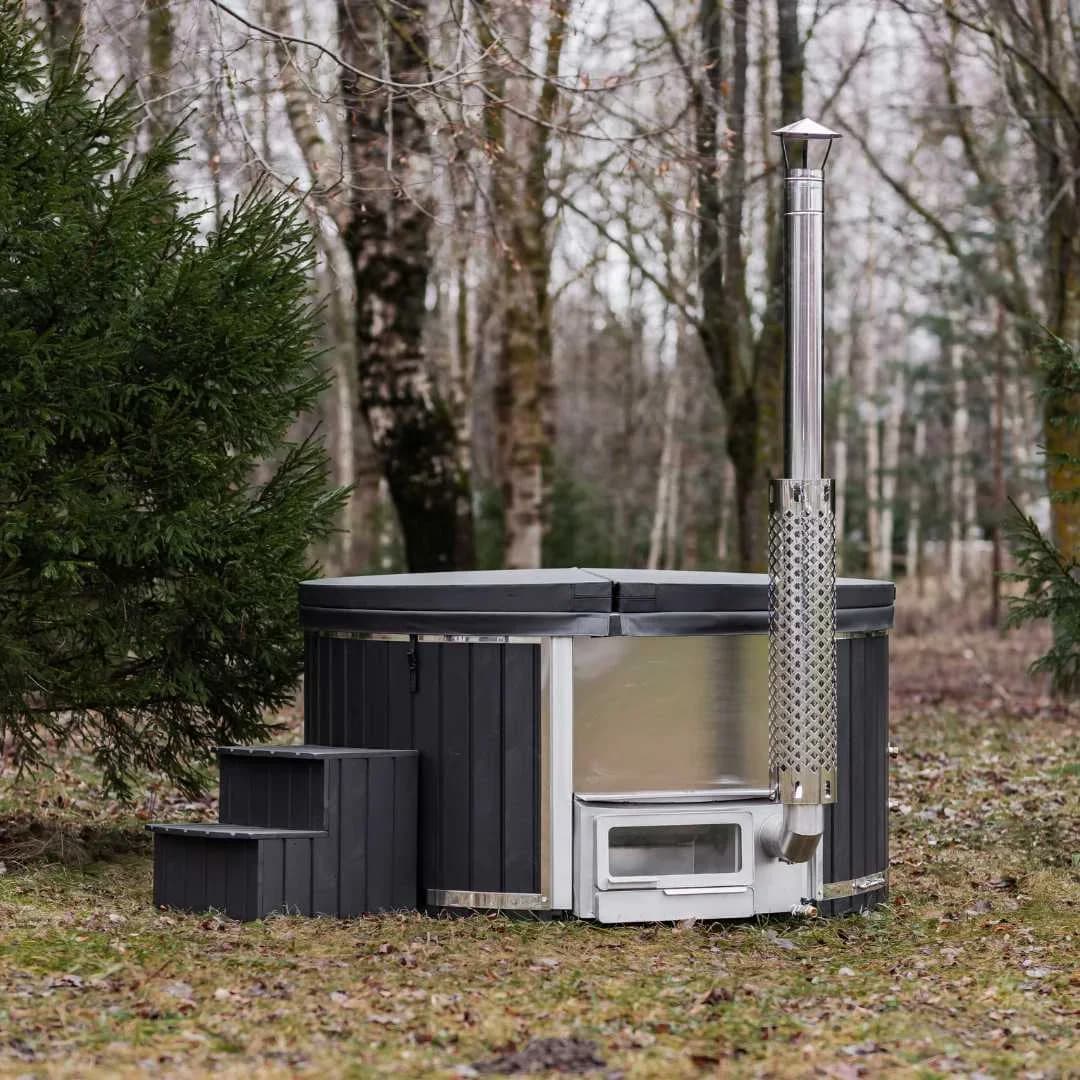 Outdoor Acrylic Round Hot Tub with Side-Integrated Heater