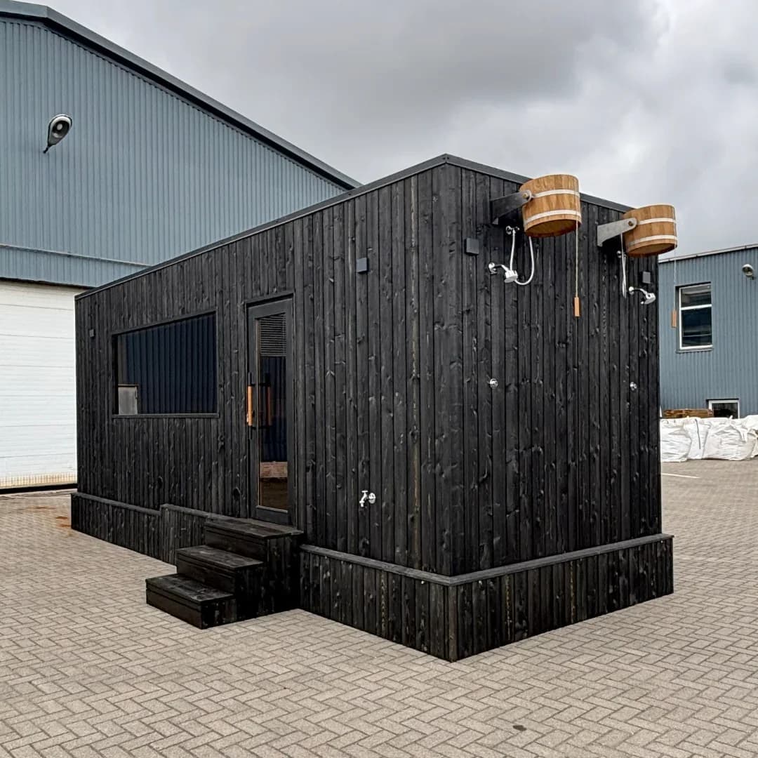 Outdoor Dark-Clad Insulated Garden Sauna (2.5m x 7.2m)