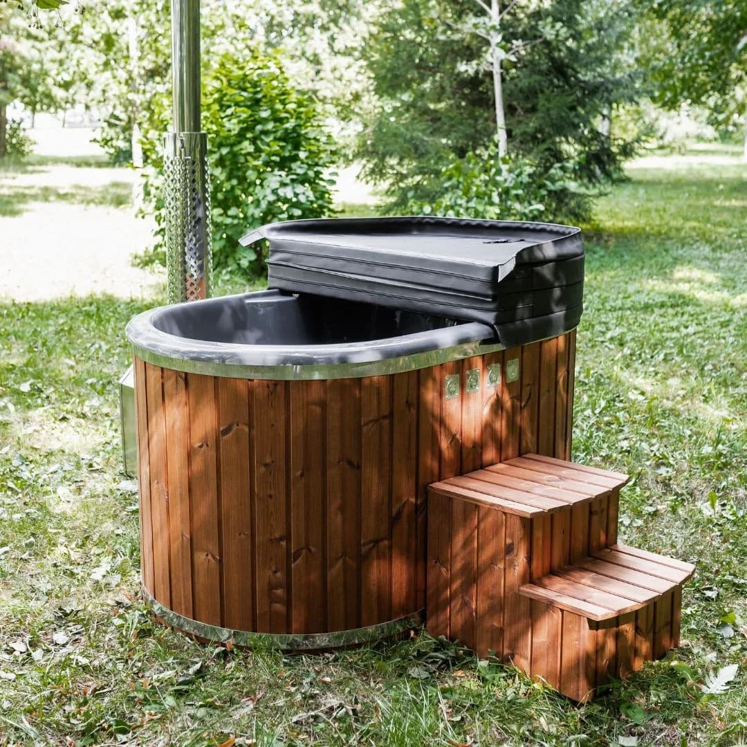 Outdoor Fiberglass Ofuro Hot Tub with External Heater for 2 People, view 2