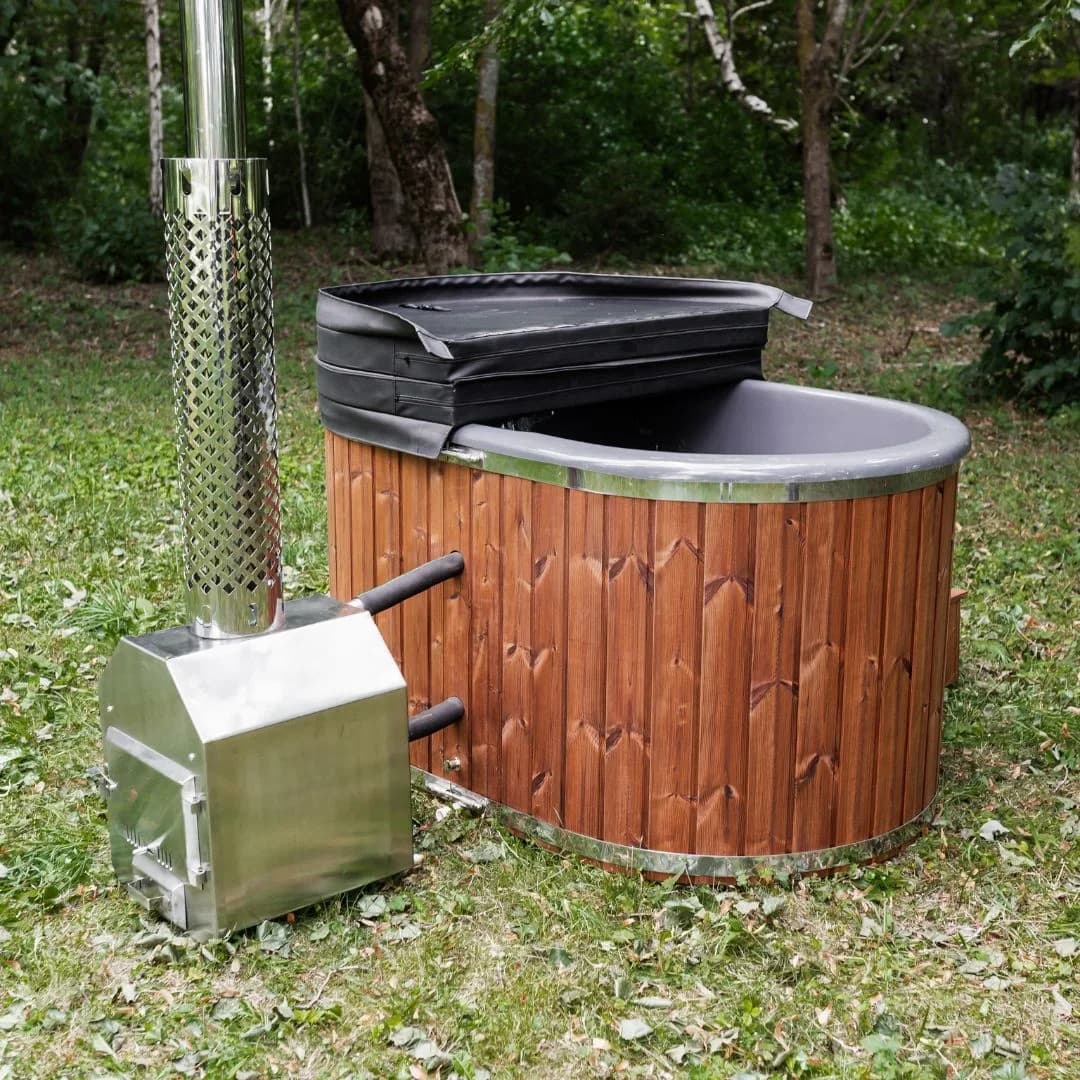 Outdoor Fiberglass Ofuro Hot Tub with External Heater for 2 People, view 3