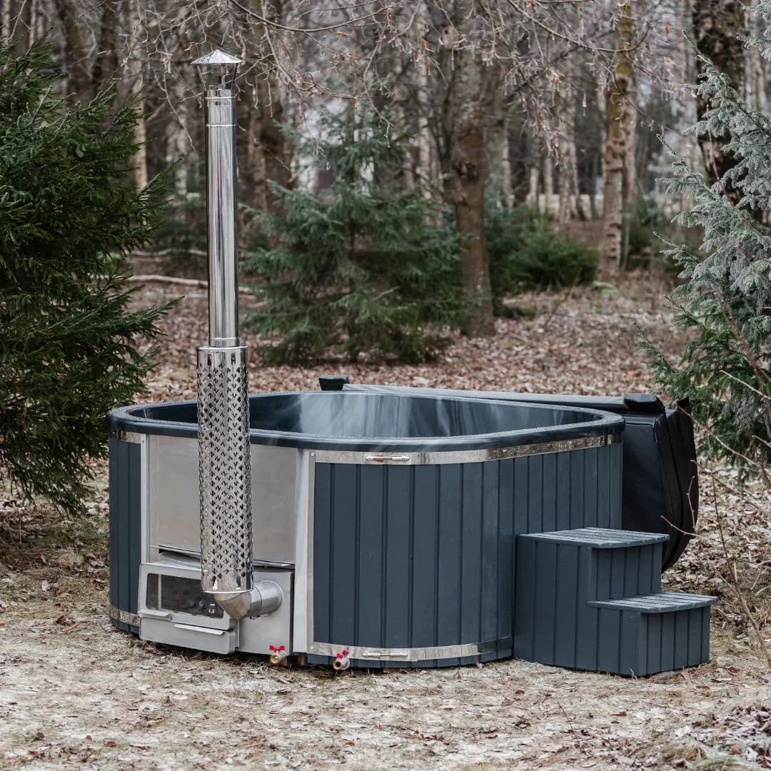 Outdoor Fiberglass Square Hot Tub with Side-Integrated Heater (2m x 2m)