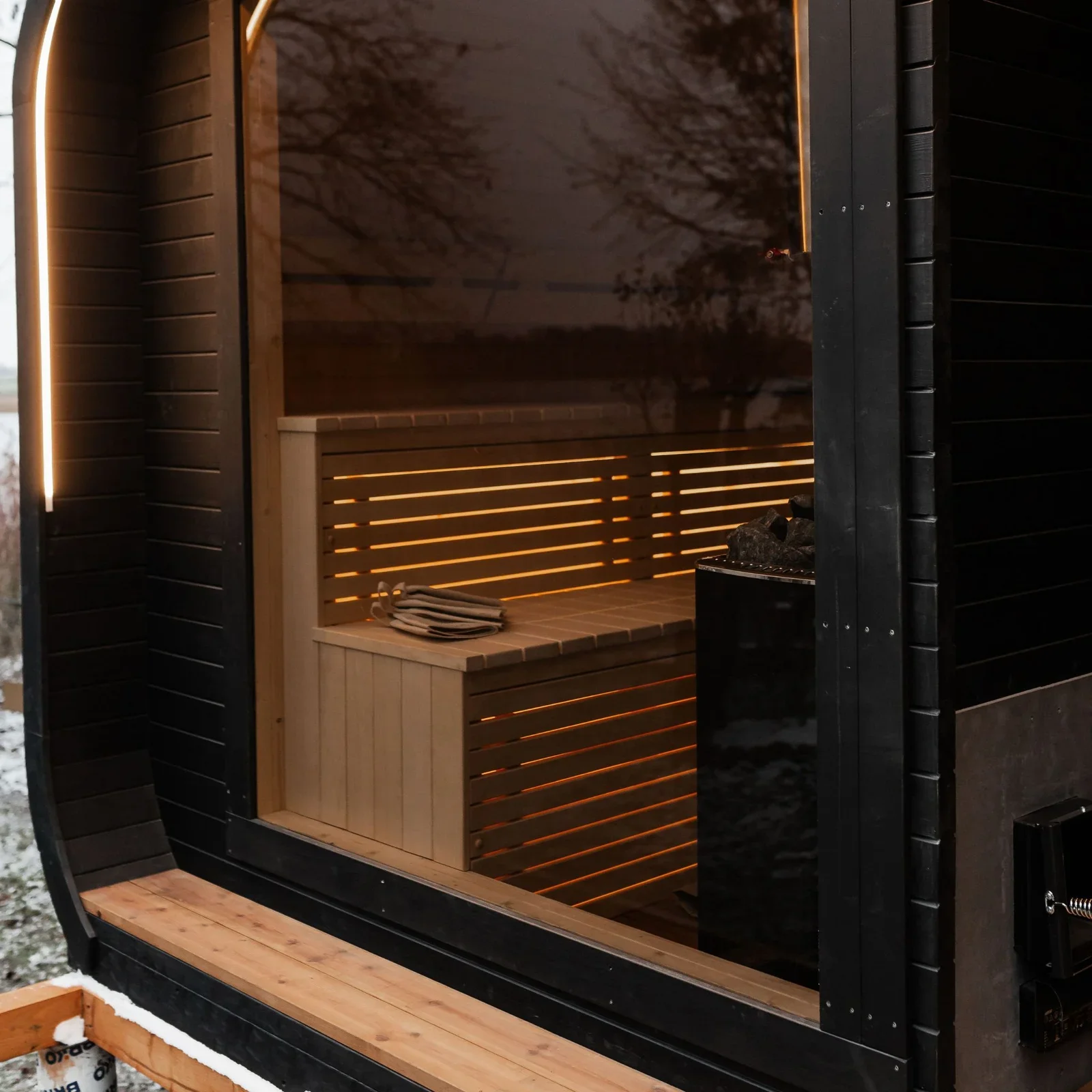 Outdoor Glass-Front Sauna and Hot Tub Suite, view 2