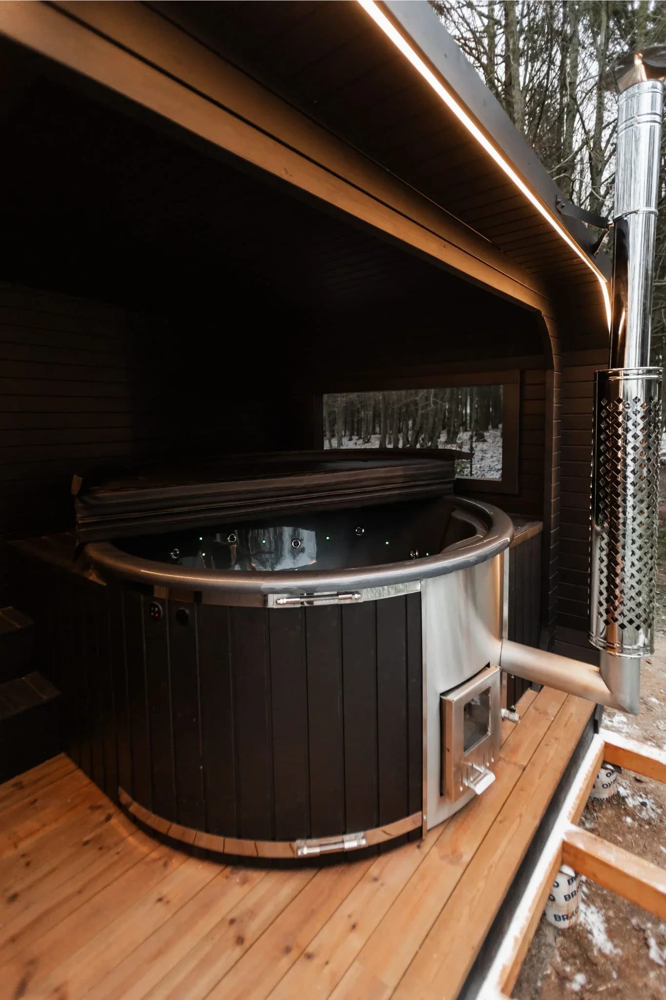 Outdoor Glass-Front Sauna and Hot Tub Suite, view 38