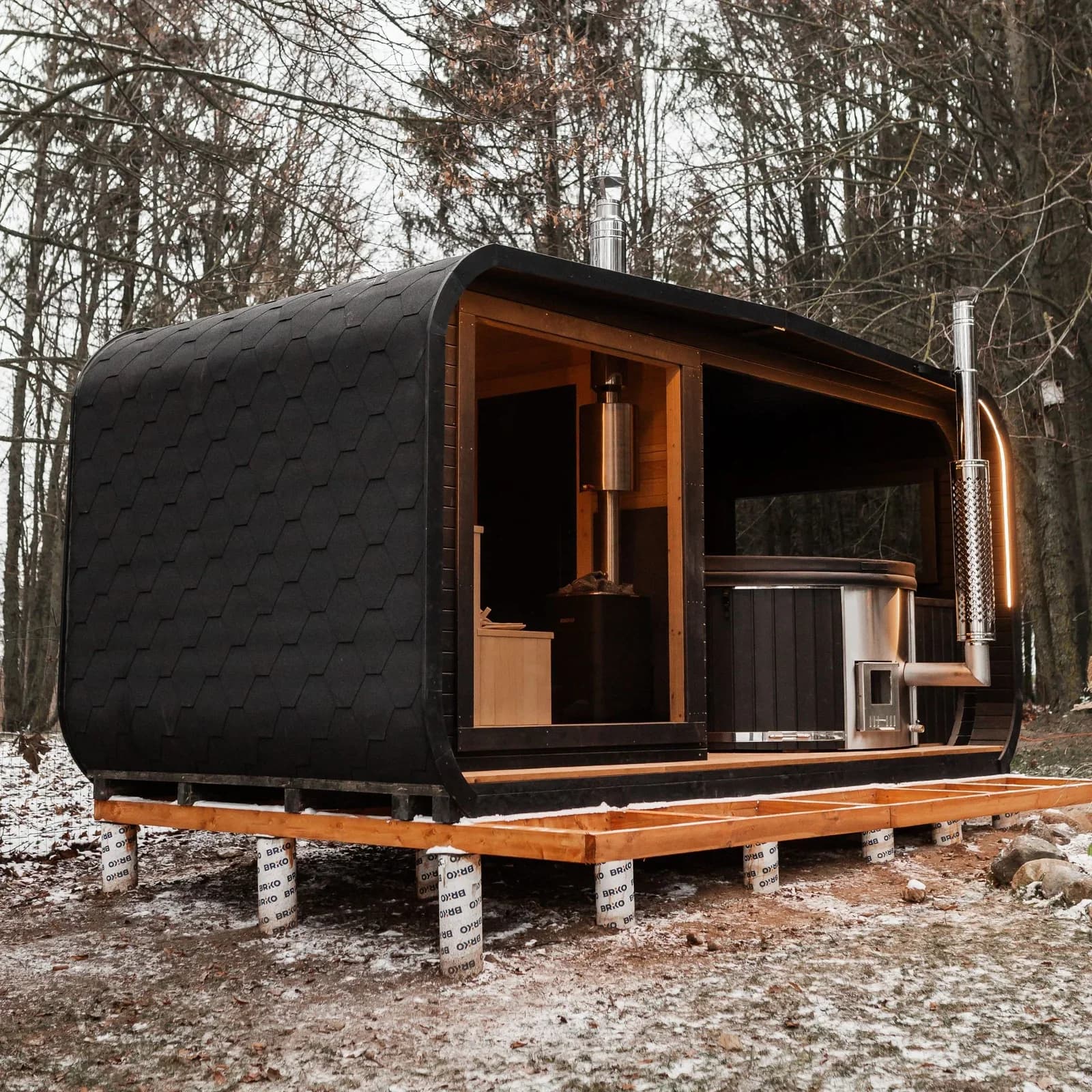 Outdoor Glass-Front Sauna and Hot Tub Suite, view 43