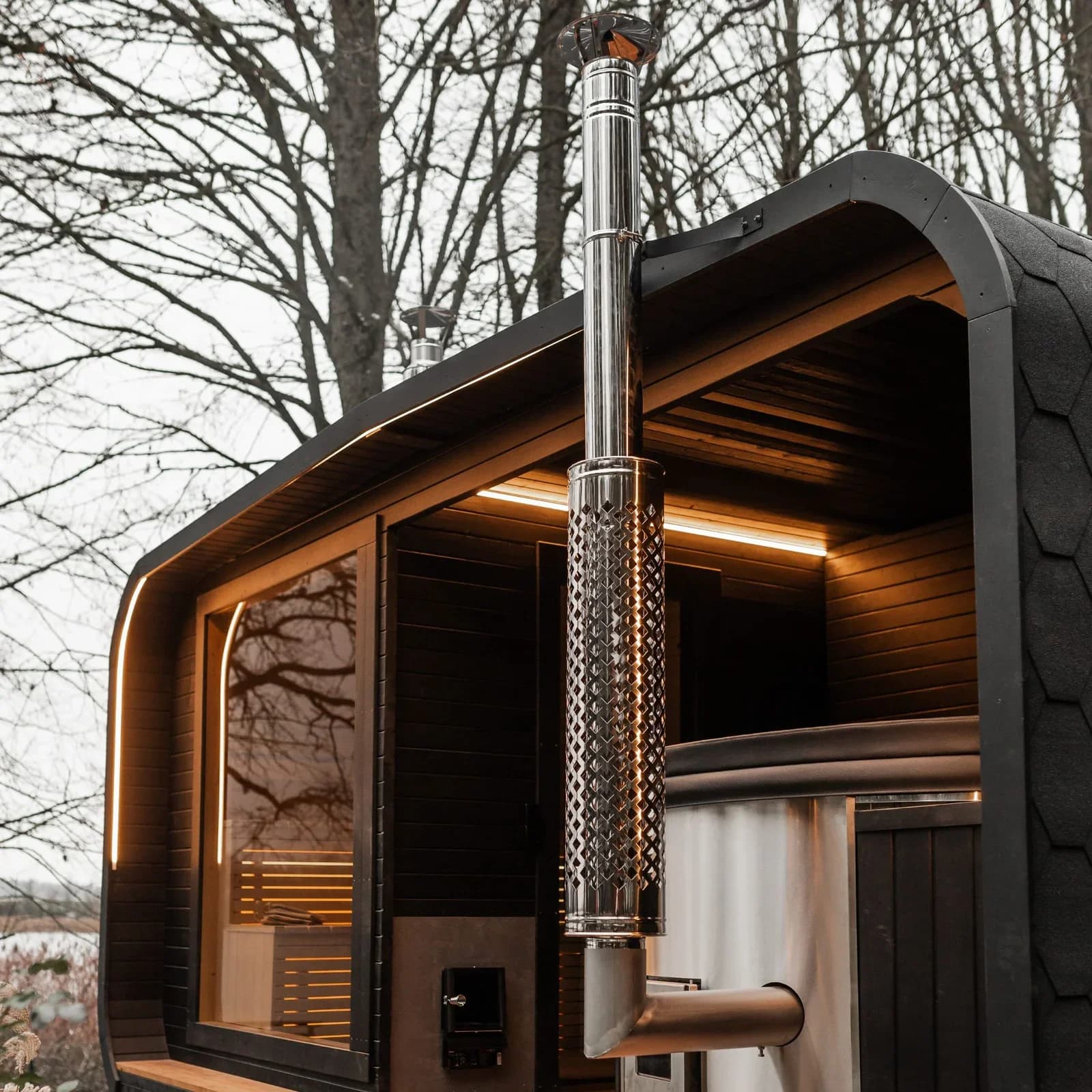 Outdoor Glass-Front Sauna and Hot Tub Suite, view 47